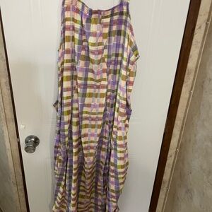 Anthropologie Purple and Yellow Buttoned Maxi Sundress